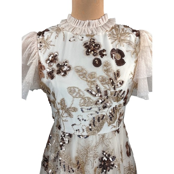 Jessakae Collection Moonlight Dress Sequin Ruffle Neck Party Cocktail Medium - Picture 9 of 16